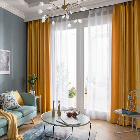 Lustrous Yellow Velvet Curtains 1