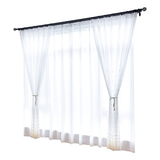 Embroidered Gold Dotted Dot Sheer Curtain 4