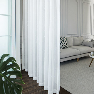 Glass Pearl Beaded White Sheer Sheer Curtain 2