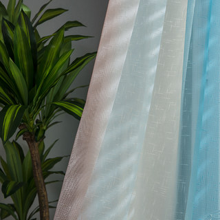 Sea Breeze Cocktail Rock Gray and Beach Blue Striped Sheer Sheer Curtain 3