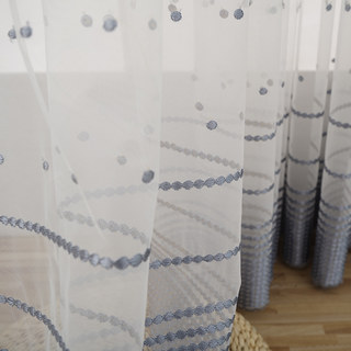 Embroidered Blue Gray Dotted Dot Sheer Curtain 5