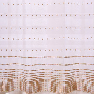 Embroidered Coffee Brown Dotted Dot Sheer Curtain 5