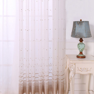 Embroidered Coffee Brown Dotted Dot Sheer Curtain 2