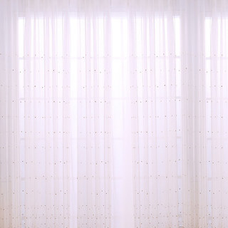 Embroidered Coffee Brown Dotted Dot Sheer Curtain 3