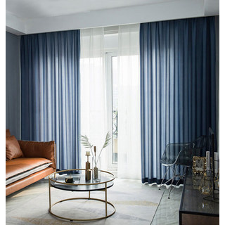 Satiny Touch Navy Blue Sheer Curtain 2