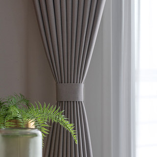 Herringbone Light Lilac Gray 100% Blackout Curtain 12