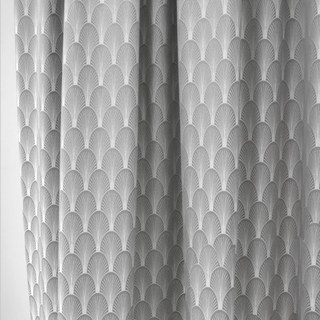 The Roaring Twenties Luxury Art Deco Morandi Gray & Silver Shell Patterned Curtain 3