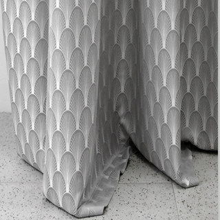 The Roaring Twenties Luxury Art Deco Morandi Gray & Silver Shell Patterned Curtain 4