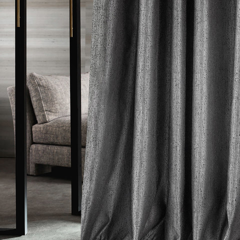Metallic Fantasy Subtle Textured Striped Sparkling Shimmering Silver Gray Curtain 1