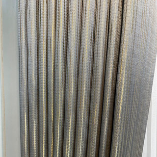 Sunbeam Glistening Subtle Textured Striped Champagne Gold and Gray Curtain 7