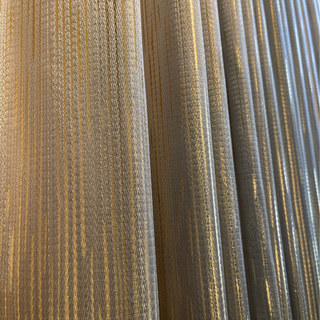 Sunbeam Glistening Subtle Textured Striped Champagne Gold and Gray Curtain 2