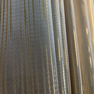 Sunbeam Glistening Subtle Textured Striped Champagne Gold and Gray Curtain 5