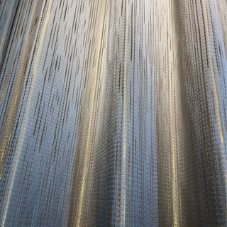 Sunbeam Glistening Subtle Textured Striped Champagne Gold and Gray Curtain 3