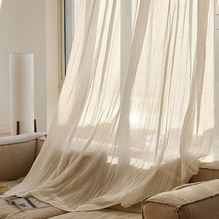 Cotton Crush Cream Ivory Crushed Semi Sheer Sheer Curtain 2