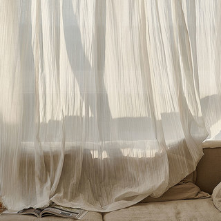 Cotton Crush Cream Ivory Crushed Semi Sheer Sheer Curtain 7