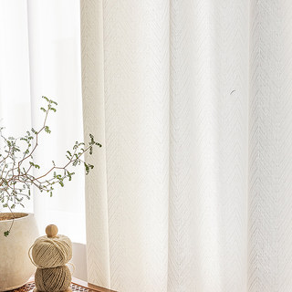 Arezzo Ivory White Chevron Textured Heavy Semi Sheer Sheer Curtain 9