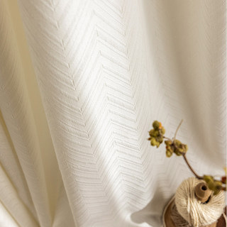 Arezzo Ivory White Chevron Textured Heavy Semi Sheer Sheer Curtain 2