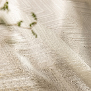 Arezzo Ivory White Chevron Textured Heavy Semi Sheer Sheer Curtain 7
