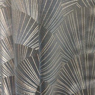 Ginkgo Leaves Luxury Art Deco Geometric Champagne Gray Gold Curtain