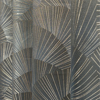 Ginkgo Leaves Luxury Art Deco Geometric Champagne Gray Gold Curtain 2