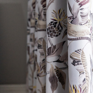 Harvest & Bird Multicolored Floral Yellow Gray Blackout Curtain 7