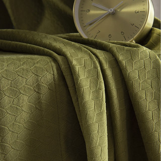 Scandinavian Basketweave Textured Olive Green Velvet Blackout Curtains 6