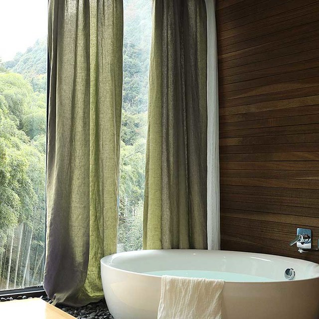 Wabi Sabi Pure Flax Linen Olive Green Sheer Curtain 1