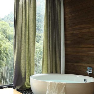 Wabi Sabi Pure Flax Linen Olive Green Sheer Curtain