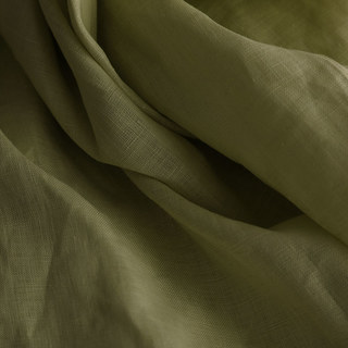 Wabi Sabi Pure Flax Linen Olive Green Sheer Curtain 4