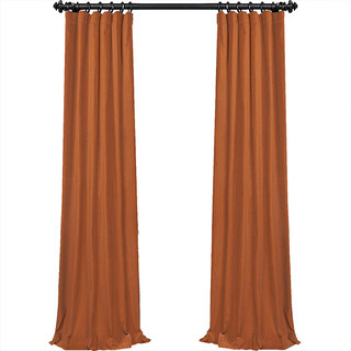 Fine Apricot Orange Velvet Curtains 4