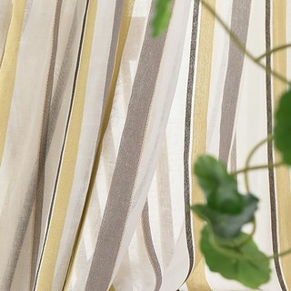 Moondance Yellow Gray Striped Semi Sheer Sheer Curtains 7