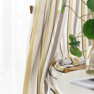 Moondance Yellow Gray Striped Semi Sheer Sheer Curtains 3