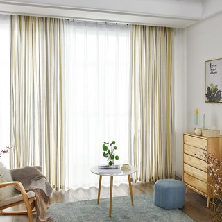 Moondance Yellow Gray Striped Semi Sheer Sheer Curtains 5
