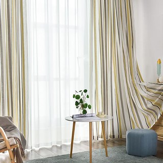 Moondance Yellow Gray Striped Semi Sheer Sheer Curtains 4