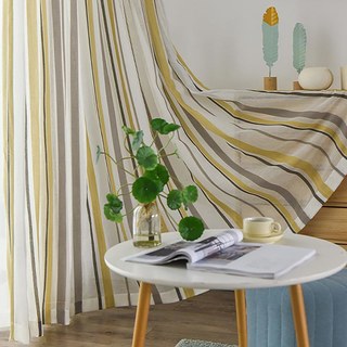 Moondance Yellow Gray Striped Semi Sheer Sheer Curtains 2