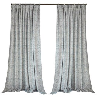 New Classics Luxury Damask Jacquard Gray & Blue Curtain 5