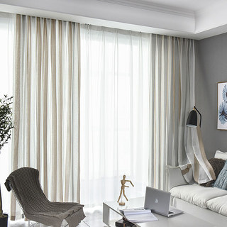 Moondance Haze Blue Mocha Striped Semi Sheer Sheer Curtains 4