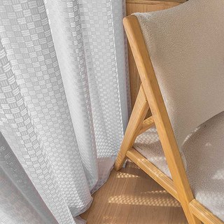 Checkerboard Ash Gray Lace Net Curtain 4