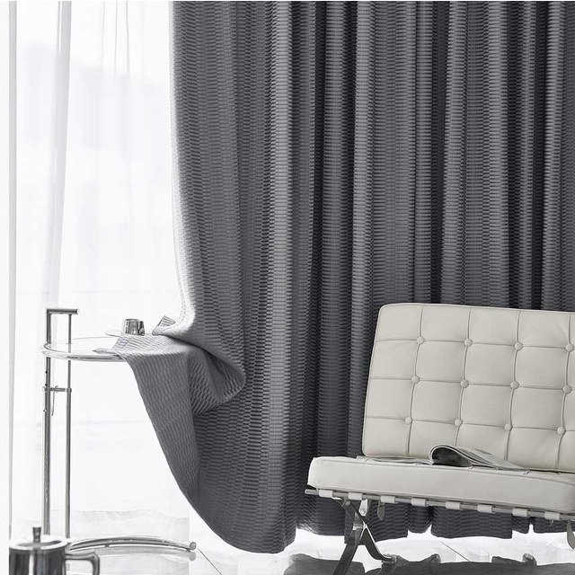 Lusso 3D Jacquard Charcoal Gray Hexagon Geometric Blackout Curtain 1