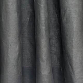 Shabby Chic Charcoal Gray 100% Flax Linen Curtain