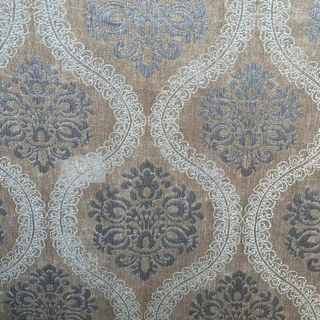 Legacy Luxury Chenille Damask Gray & Mocha Brown Curtain