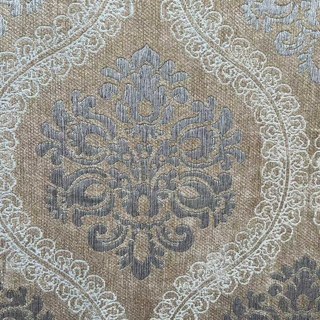 Legacy Luxury Chenille Damask Gray & Mocha Brown Curtain 2