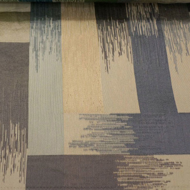 Abstract Strokes Luxury Geometric Gray and Gold Curtain 1