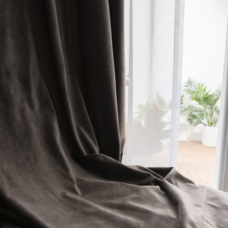 Lustrous Taupe Gray Velvet Curtain 3