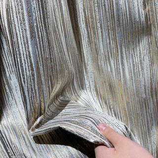 Sunbeam Glistening Subtle Textured Striped Gold & Gray Curtain 3