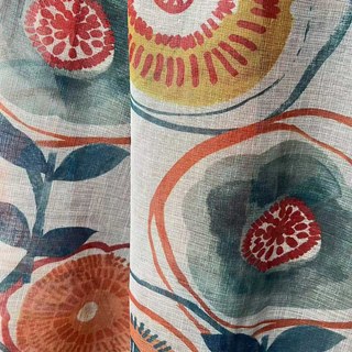 Circle Dance Multicolour Red Mid Century Modern Floral Sheer Curtain 5