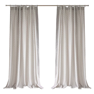 Enchanted Ogee Shimmering Geometric Light Gray Taupe Curtains 7