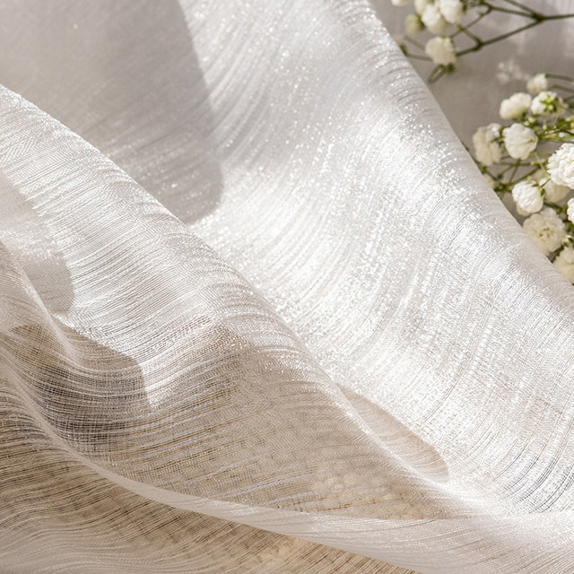 Paris Cascade Shimmering Striped White Sheer Sheer Curtain 1