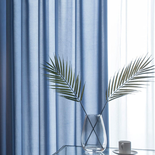 Satiny Touch Navy Blue Sheer Curtain 1