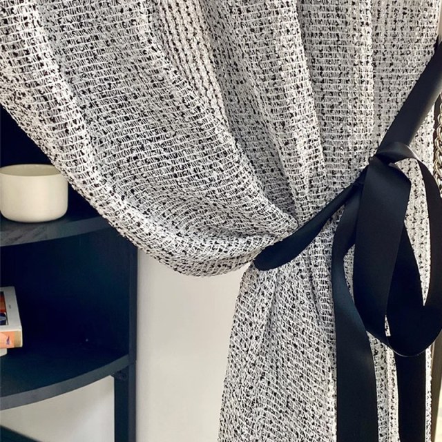 French Chic Black & White Heavy Sheer Curtain 1